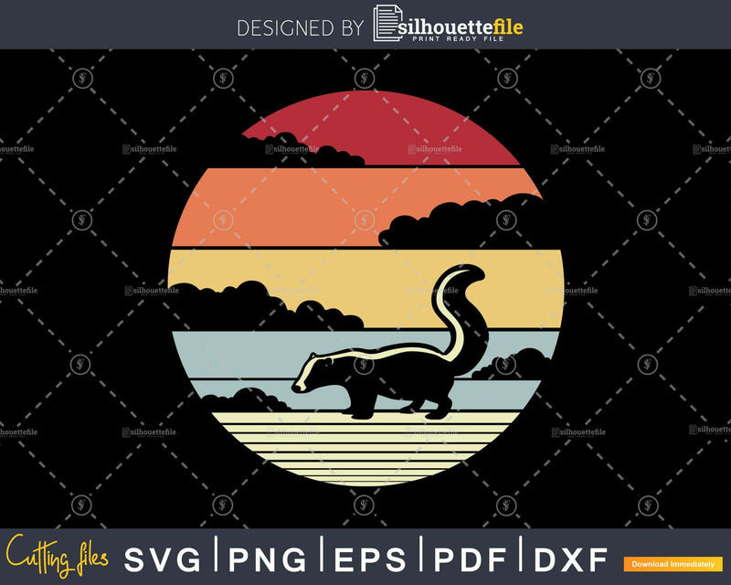Skunk Retro vintage Style cricut cut svg png printable