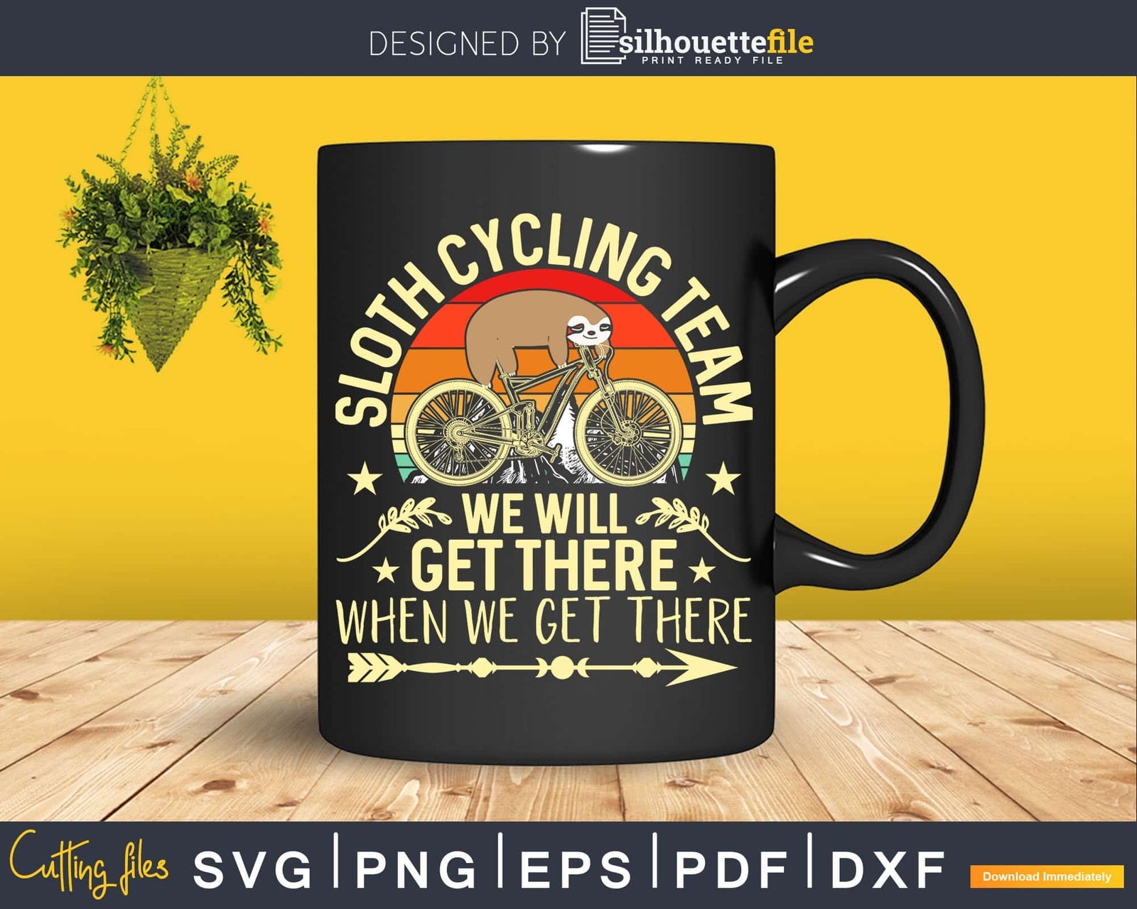 Sloth Biking Cycle Team We Will Get There Svg Cut Files | Silhouettefile
