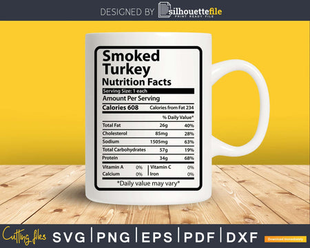 Smoked Turkey Nutrition Facts Funny Thanksgiving Christmas
