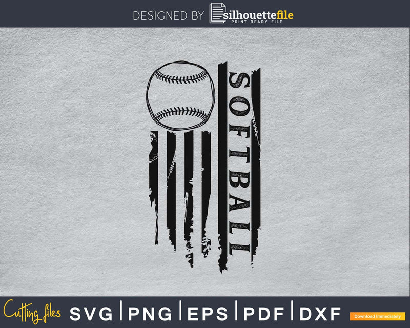 Softball flag Distressed Grunge svg cutting digital files