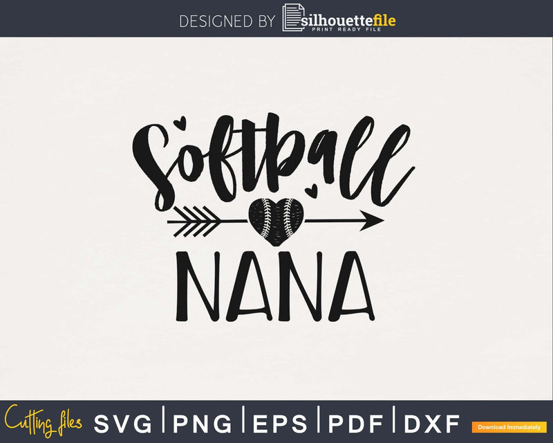 Softball Nana svg png silhouette cut cutting digital print