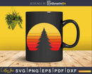 Solitary Pine Tree Sun Vintage Retro Outdoor Svg Dxf Png