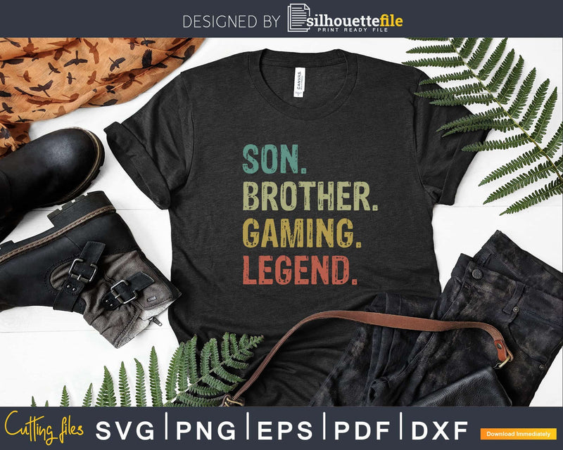 Son Brother Gaming Legend Funny Retro 70’s Svg T-shirt