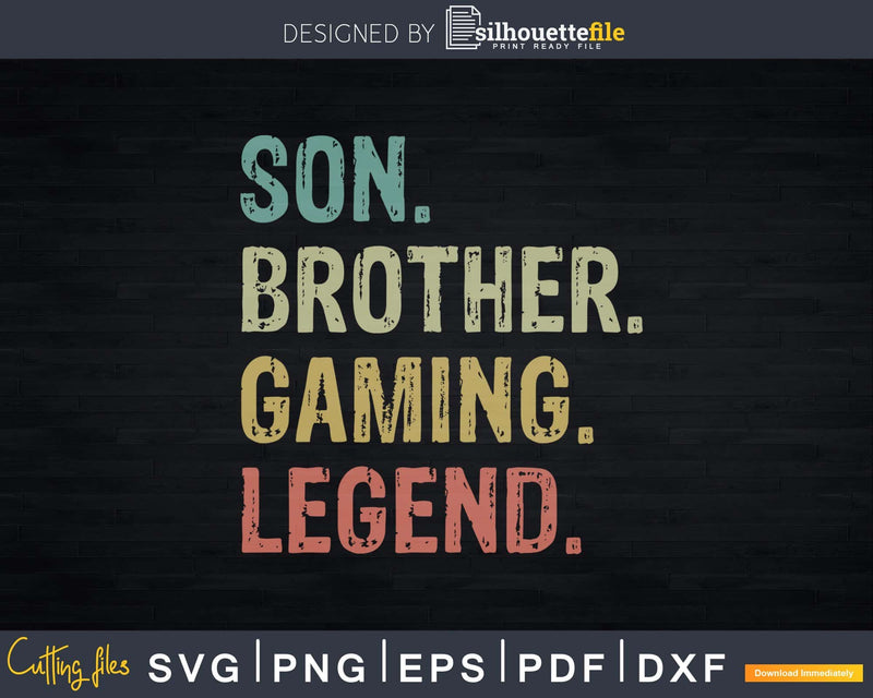 Son Brother Gaming Legend Funny Retro 70’s Svg T-shirt