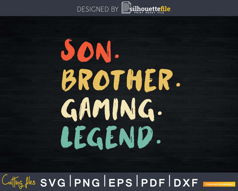 Son Brother Gaming Legend Gamer Gifts Svg T-shirt Design