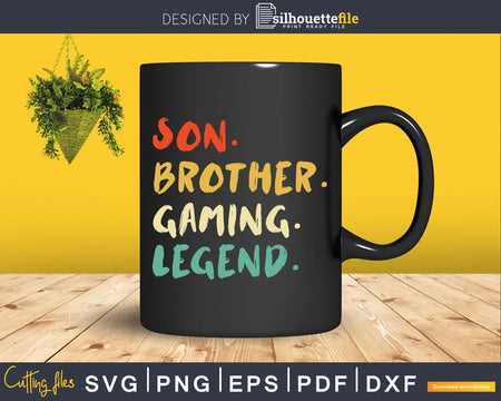 Son Brother Gaming Legend Gamer Gifts Svg T-shirt Design