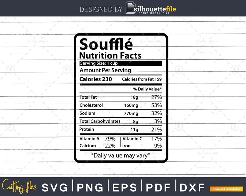 Souffle Nutrition Facts Funny Thanksgiving Christmas Svg