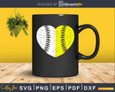 Split Half Baseball Softball Heart svg png digital cut