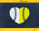 Split Half Softball Heart svg png cricut cut cutting
