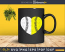 Split Half Softball Heart svg png cricut cut cutting