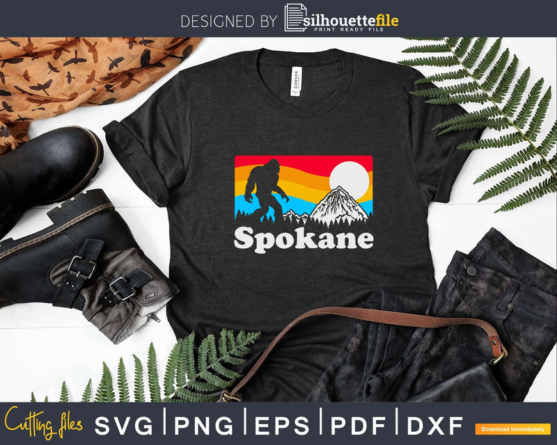 Spokane Washington Bigfoot Mountains Svg Shirt Designs Cut