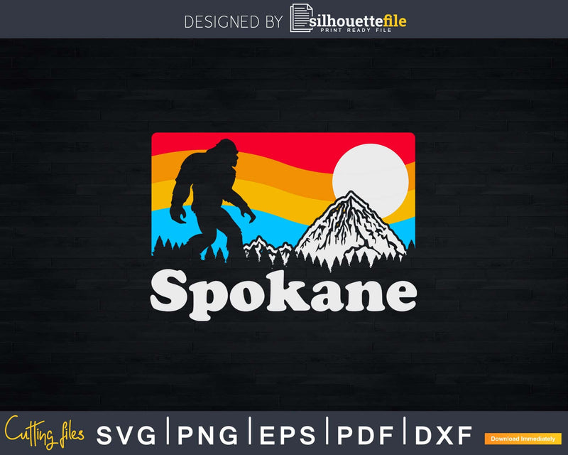 Spokane Washington Bigfoot Mountains Svg Shirt Designs Cut