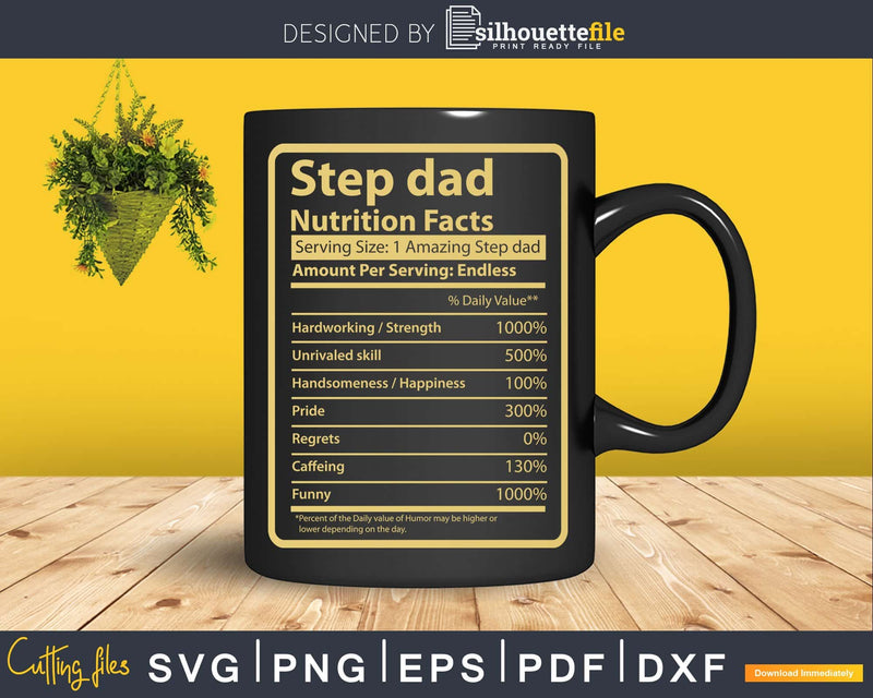 Step dad Nutrition Facts Father’s Day Gift Svg Dxf