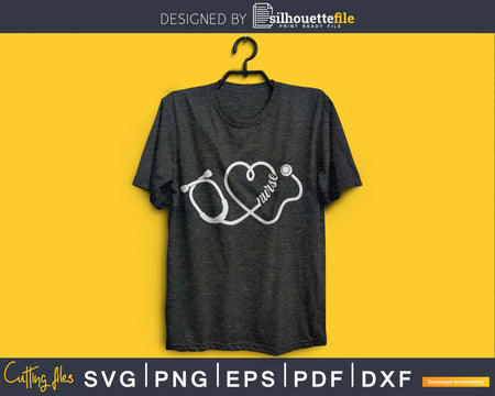 Stethoscope Heart Nurse svg cut cricut digital cutting files