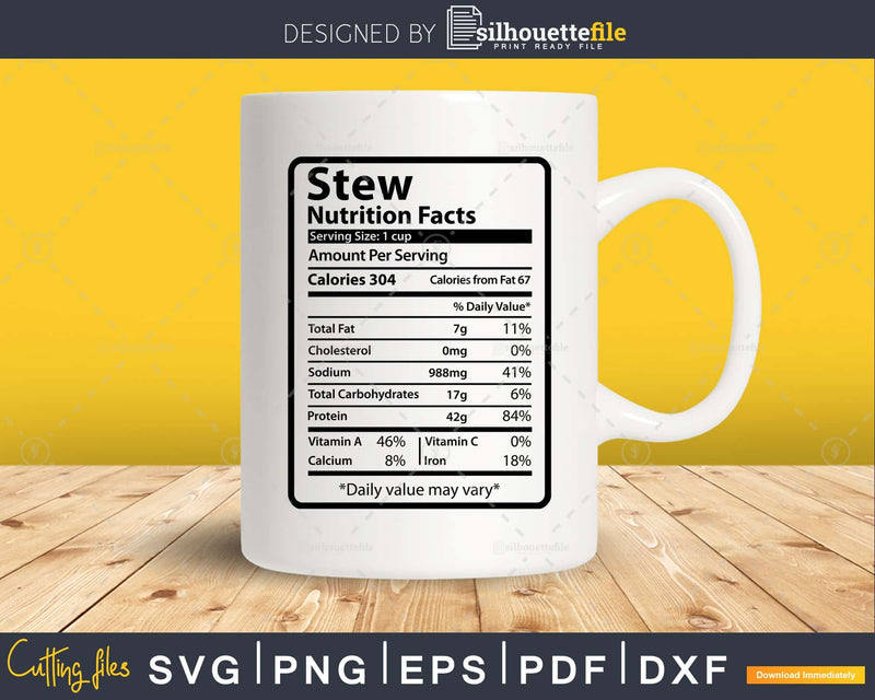 Stew Nutrition Facts Funny Thanksgiving Christmas Svg Png