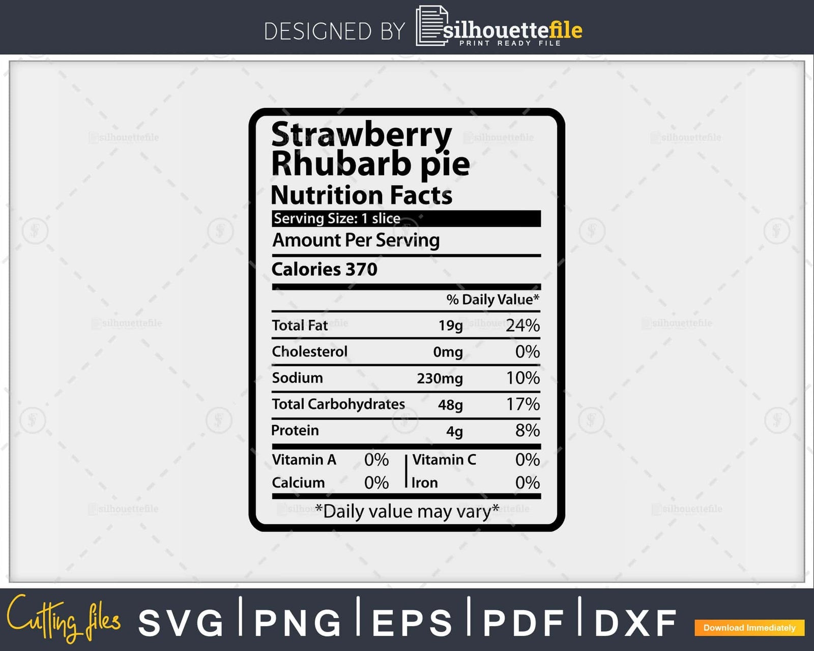 Strawberry Rhubarb Pie Nutrition Facts Thanksgiving Svg Png Cut File