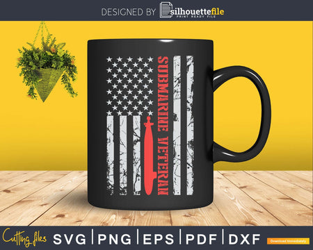 Submarine Veteran Vintage American Flag Vets Svg Cricut File
