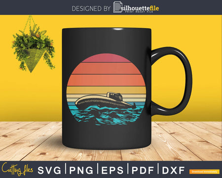 Submarine vintage retro style shirt svg cricut cut file