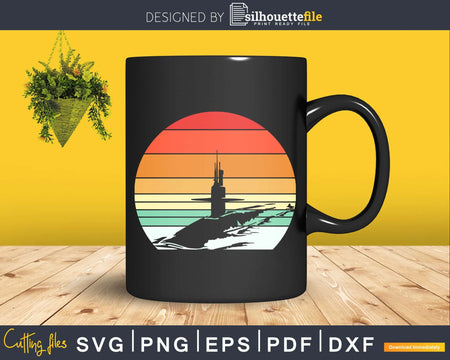 Submarine vintage retro style t shirt svg cricut cut file