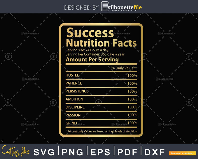 Success Nutritional Facts Label Svg Png Eps Dxf Funny Quote