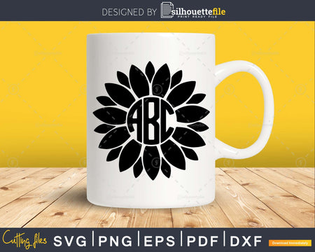 Sunflower Monogram svg cricut craft Silhouette cutting Files