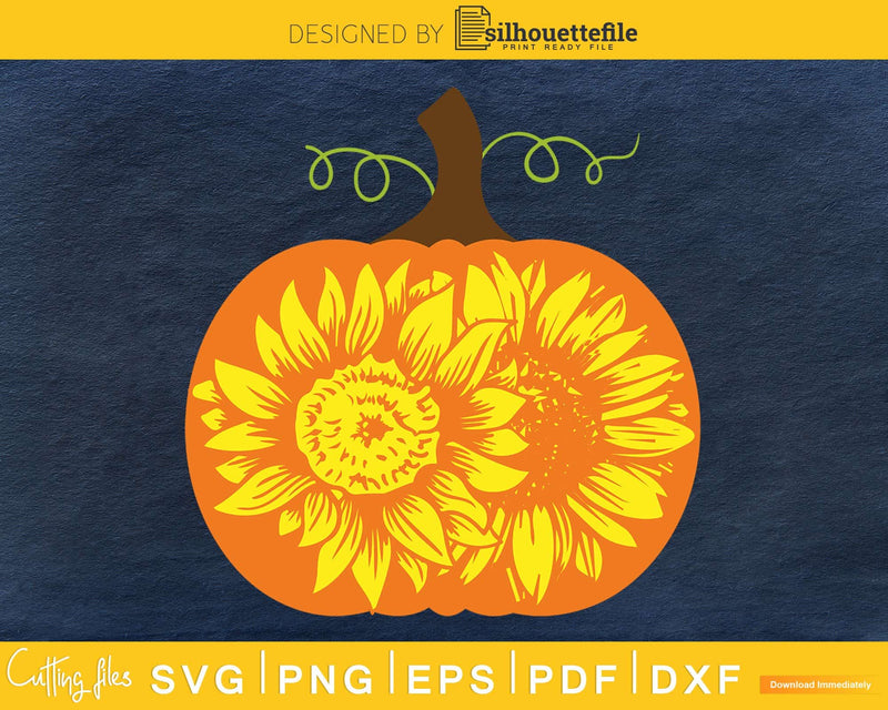 Sunflower Pumpkin Funny Holiday Halloween svg craft cut