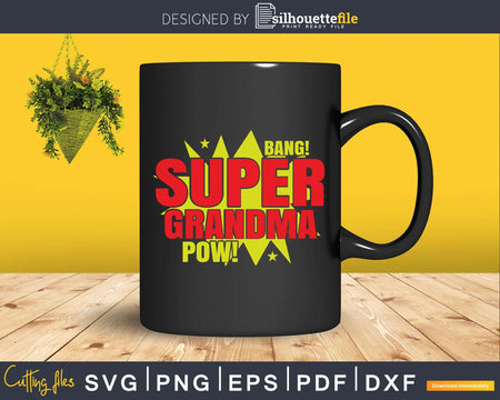 Super Grandma Funny Retro Parody Power Grandmother Svg Png