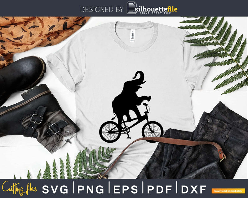 Supersized. Elephant on bicycle svg design silhouette