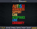 Support Care Acceptance Ally Autism Awareness Svg Dxf Png