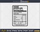 Sweet Potato Pie Nutrition Facts Thanksgiving Christmas Svg