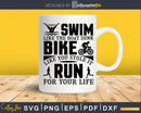 Swim Bike Run Triathlon Athlete Running Cycling svg cut