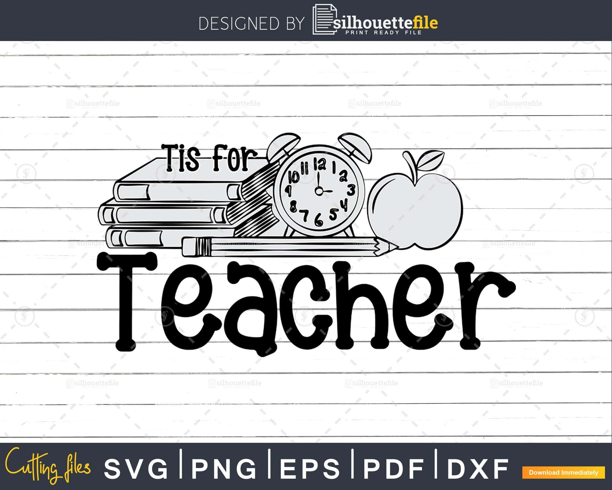 T Is for Teacher SVG Back to School Cut File Silhouette | Silhouettefile