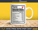 Tante Nutrition Facts Funny Mothers Day Svg Png Digital Art
