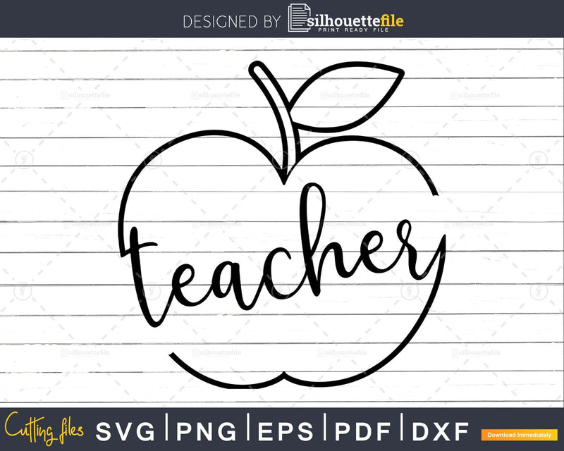 Teacher apple sign svg files digital download for
