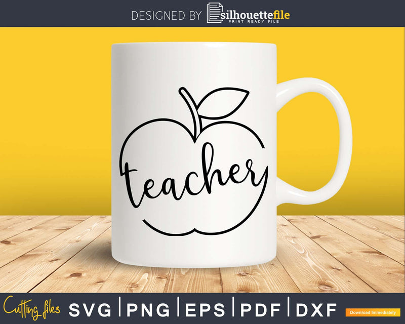 Teacher apple sign svg files digital download for