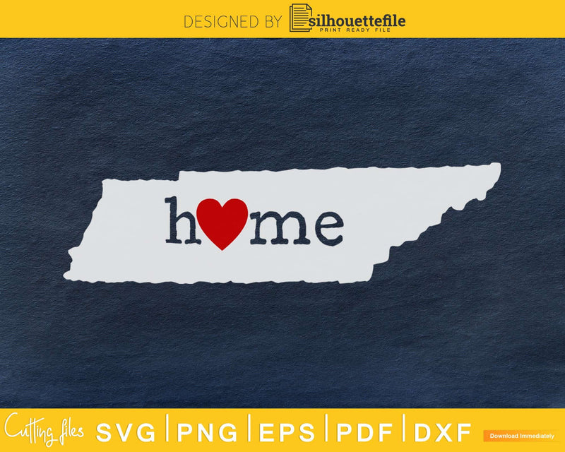 Tennessee TN Home Heart Native Map svg cricut cut digital
