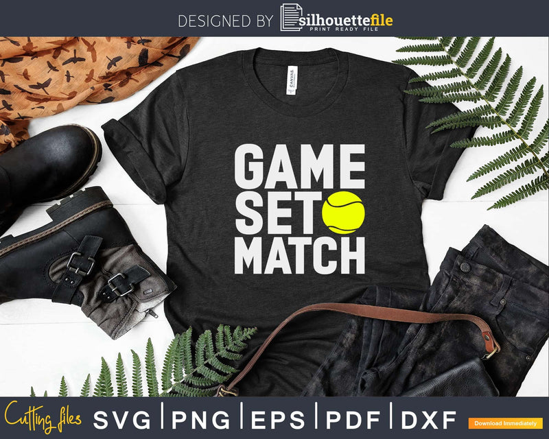Tennis GAME SET MATCH with Balls svg digital cutting files