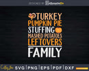 Thanksgiving Family Turkey Pumpkin Pie Stuffing Svg Png Cut