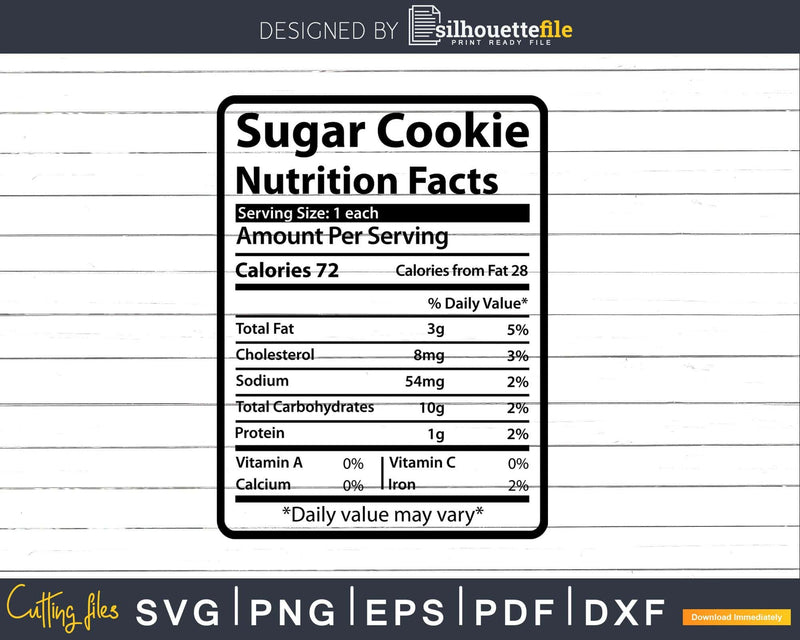 Thanksgiving Sugar Cookie Nutrition Facts Funny Christmas