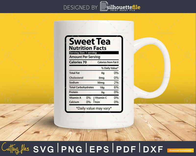 Thanksgiving Sweet Tea Nutrition Facts Funny Christmas Svg