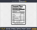 Thanksgiving Sweet Tea Nutrition Facts Funny Christmas Svg