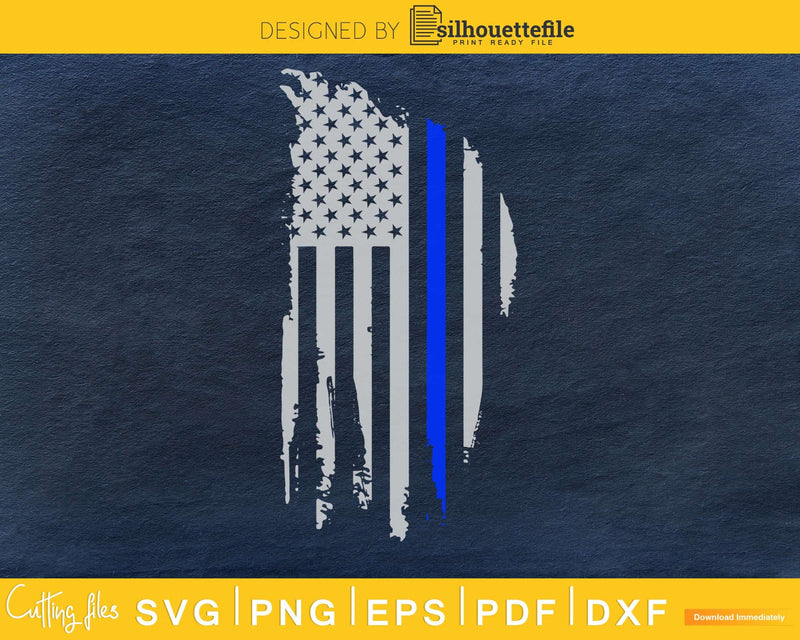 Thin Blue Line Patriotic American Usa Flag Svg Files For