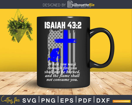 Thin Blue Line police Bible Verse American Flag svg cut