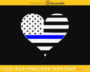 Thin blue Line Police Love American Flag Heart craft svg