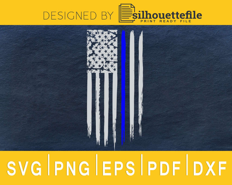 Thin Blue line US Flag Distressed 4th of July SVG cricut