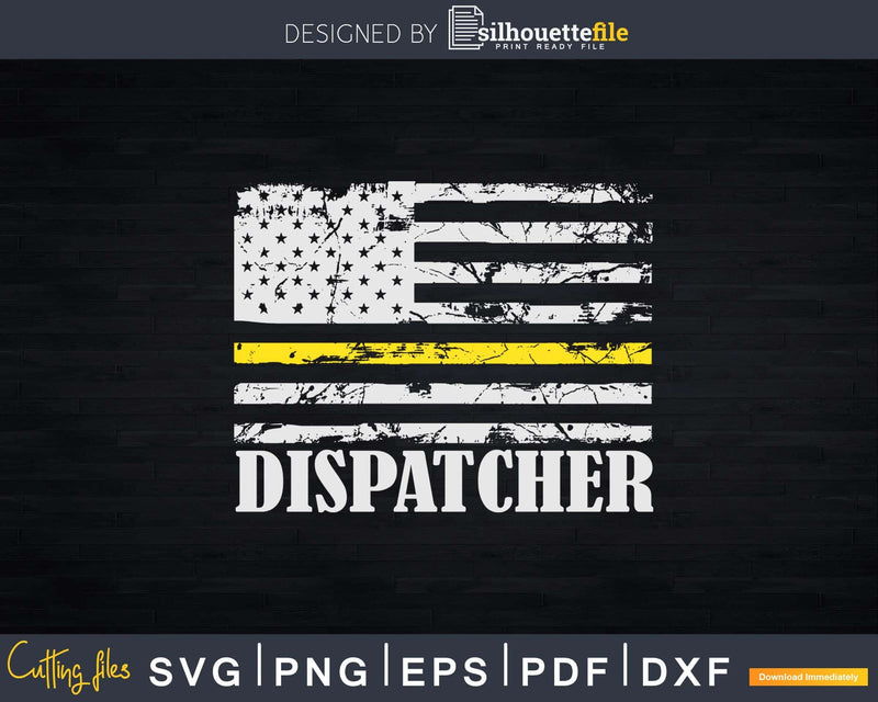 Thin Gold Line 911 Dispatcher Flag Svg Dxf Cricut Cut Files