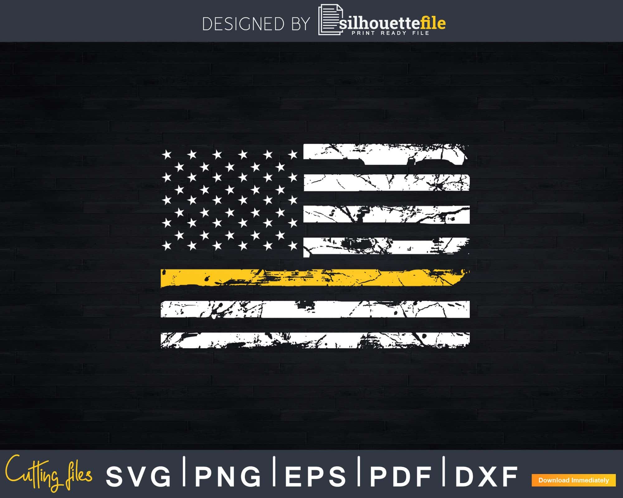 Thin Gold Line American Flag Svg Dxf Cricut Cut Files Silhouettefile