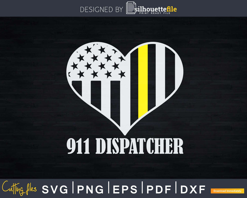 Thin Gold Line Heart 911 Dispatcher Svg Shirt Design Files