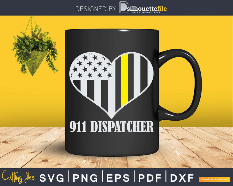 Thin Gold Line Heart 911 Dispatcher Svg Shirt Design Files