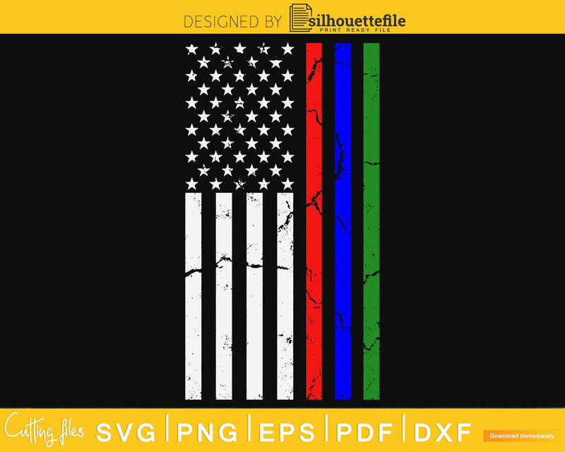 Thin Red Blue Green Line Decal Police Firefighters Military